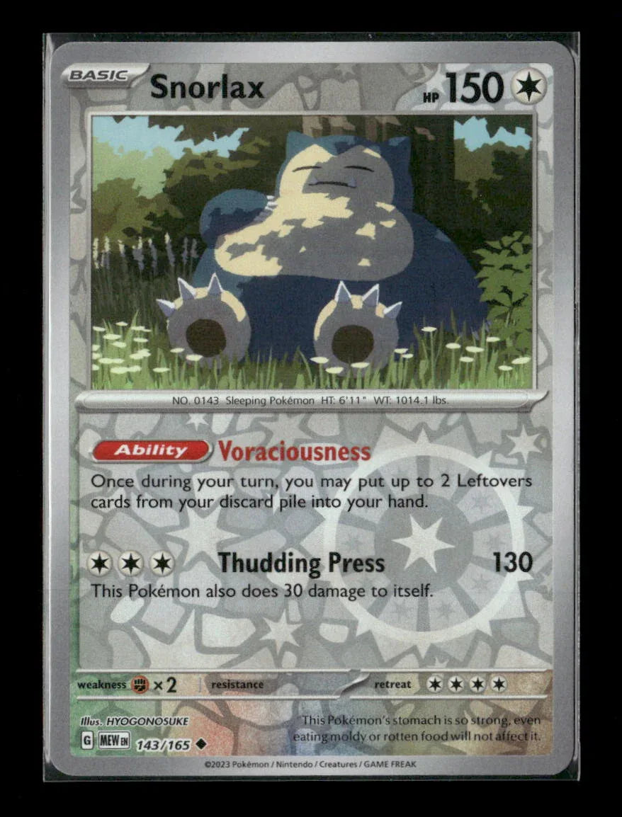 Snorlax Uncommon SV: Scarlet & Violet 151 143/165 LP - Kang's Collectibles