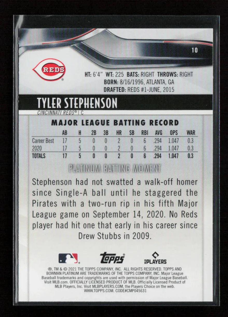 Tyler Stephenson 2021 Bowman Platinum 10 NM - Kang's Collectibles