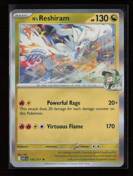 N's Reshiram Rare ME: Ascended Heroes 154/217 NM