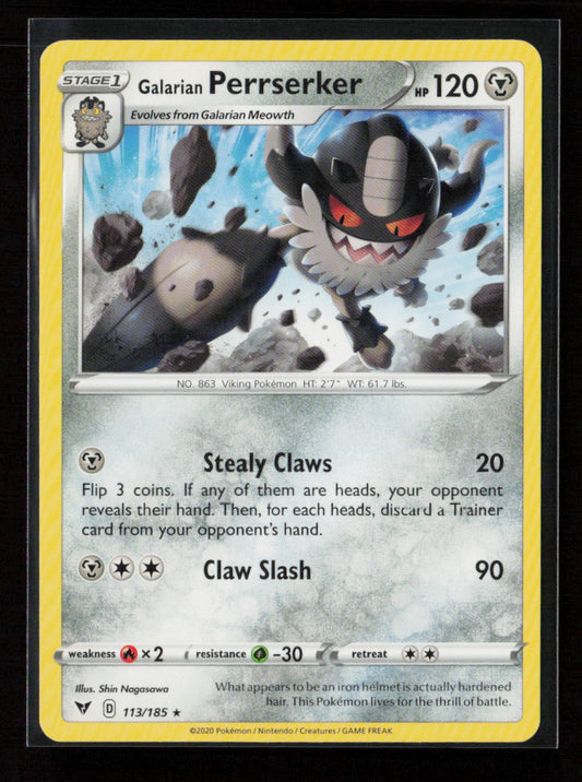 Galarian Perrserker Rare SWSH04: Vivid Voltage 113/185 LP