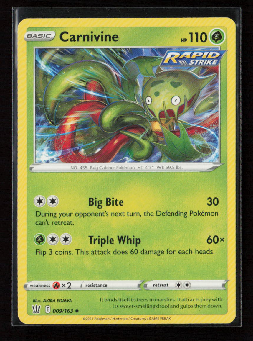 Carnivine Uncommon SWSH05: Battle Styles 009/163 LP