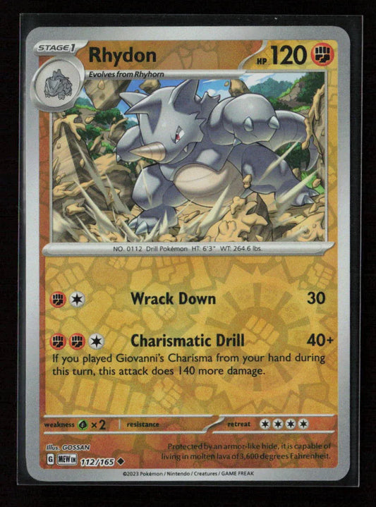 Rhydon Uncommon SV: Scarlet & Violet 151 112/165 NM - Kang's Collectibles