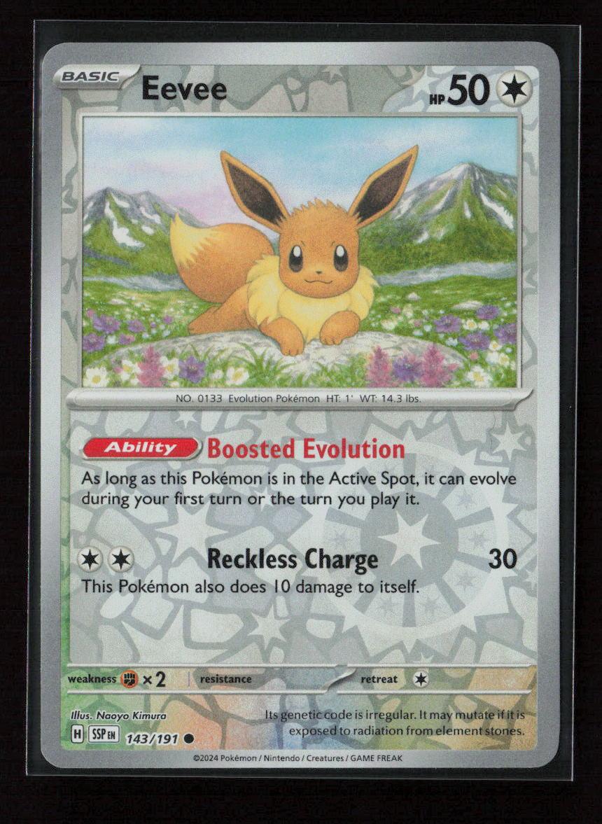 Eevee Common SV08: Surging Sparks 143/191 NM - Kang's Collectibles