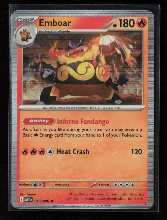 Emboar Rare SV: White Flare 013/086 NM