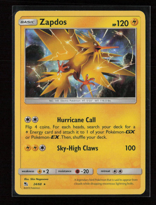 Zapdos Holo Rare Hidden Fates 24/68 NM