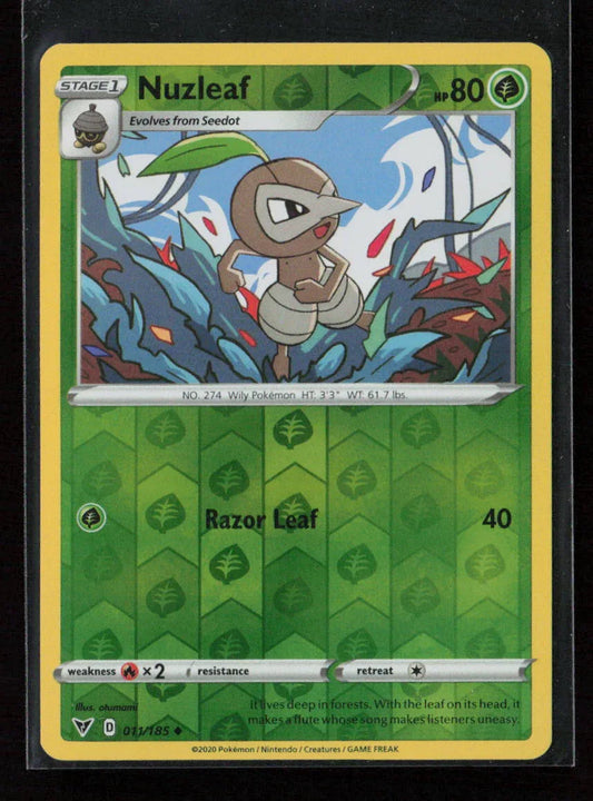 Nuzleaf Uncommon SWSH04: Vivid Voltage 011/185 LP - Kang's Collectibles