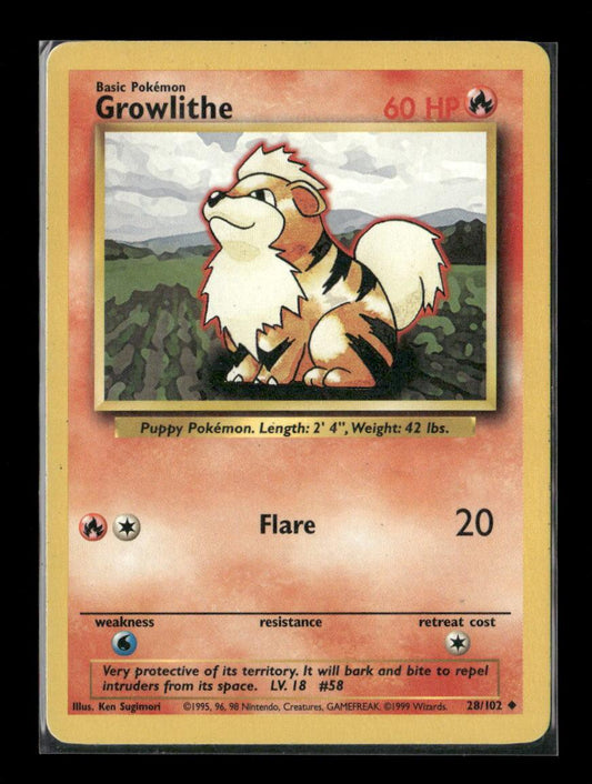 Growlithe Uncommon Base Set 028/102 LP - Kang's Collectibles