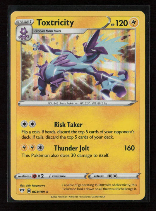 Toxtricity Holo Rare SWSH03: Darkness Ablaze 063/189 NM - Kang's Collectibles
