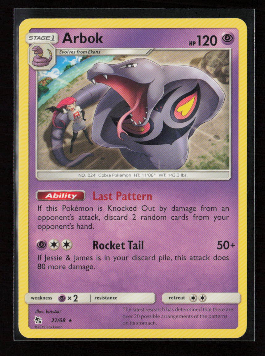 Arbok Rare Hidden Fates 27/68 NM