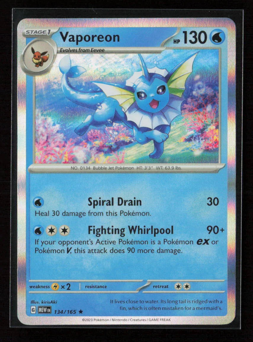 Vaporeon Rare SV: Scarlet & Violet 151 134/165 NM - Kang's Collectibles