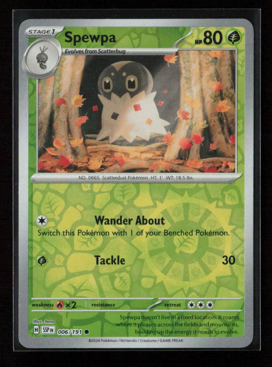 Spewpa Common SV08: Surging Sparks 006/191 NM - Kang's Collectibles