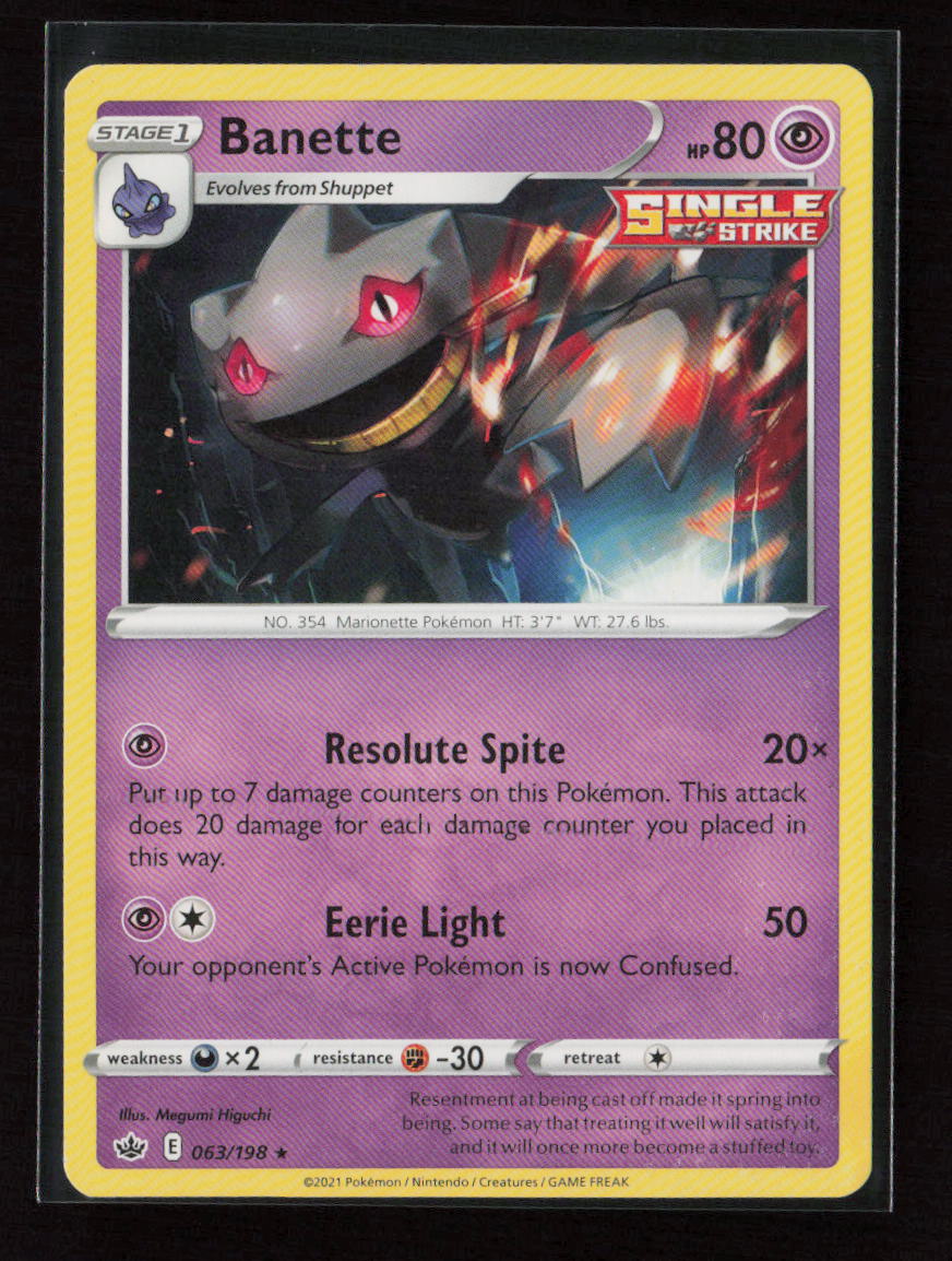 Banette Rare SWSH06: Chilling Reign 063/198 LP