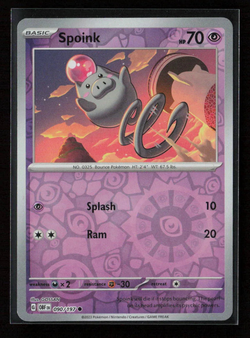 Spoink Common SV03: Obsidian Flames 090/197 NM - Kang's Collectibles