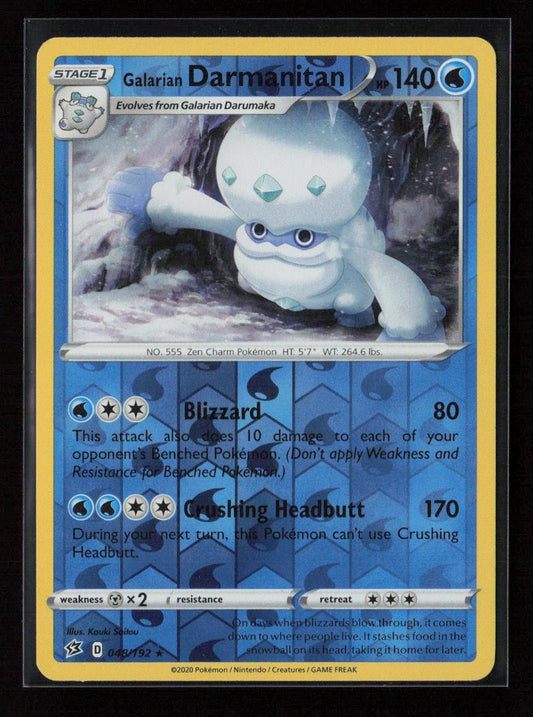 Galarian Darmanitan Rare SWSH02: Rebel Clash 048/192 NM - Kang's Collectibles