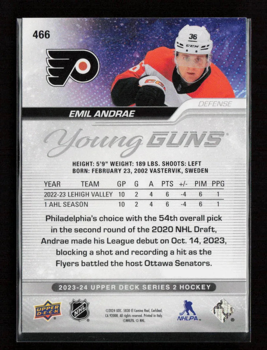 Emil Andrae 2023 Upper Deck Young Gun 466 NM - Kang's Collectibles