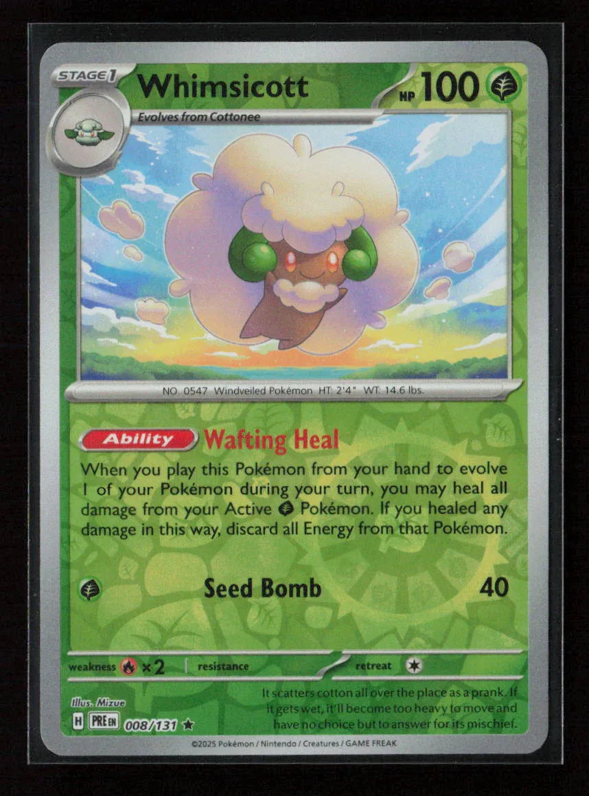 Whimsicott Rare SV: Prismatic Evolutions 008/131 NM - Kang's Collectibles