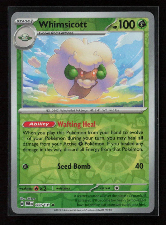Whimsicott Rare SV: Prismatic Evolutions 008/131 NM - Kang's Collectibles