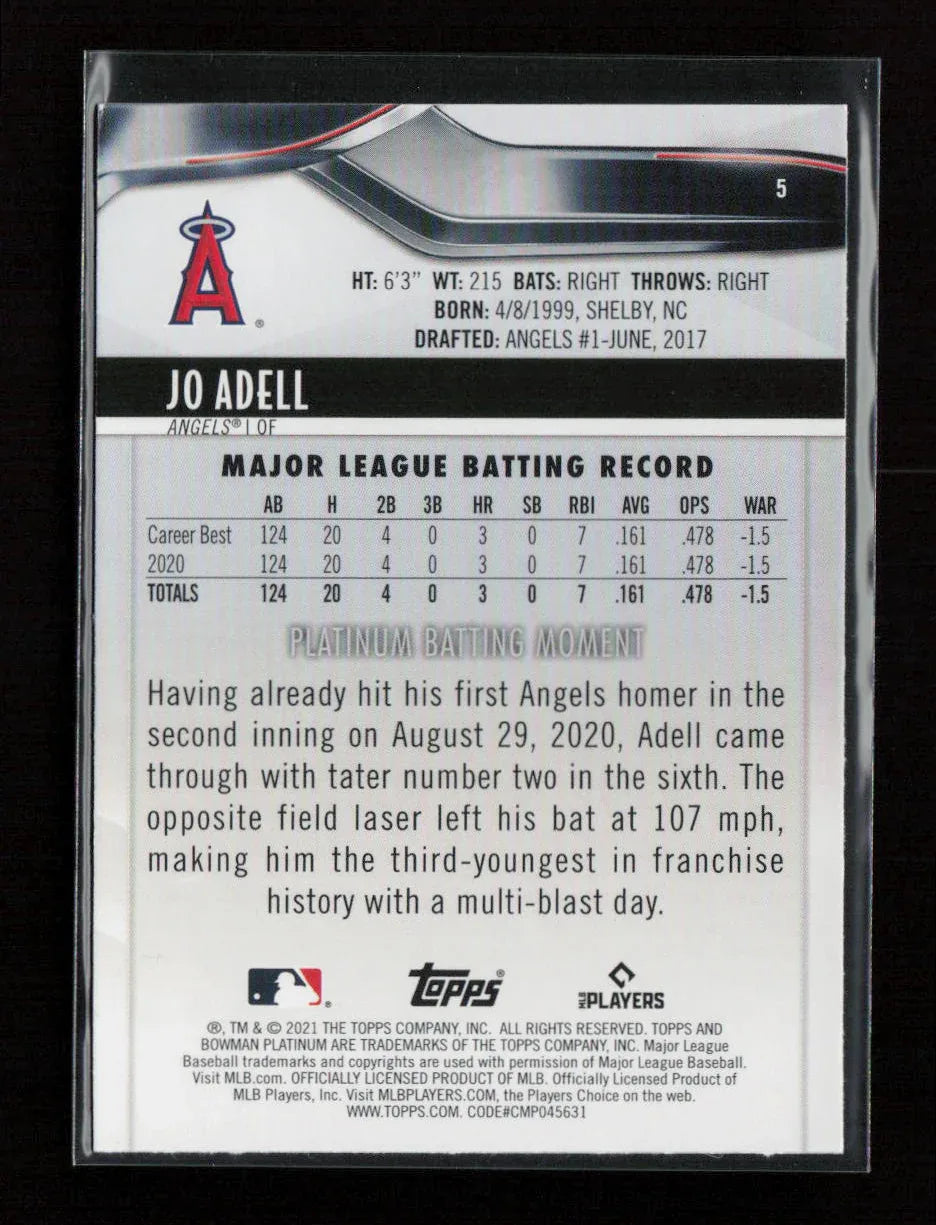 Jo Adell 2021 Bowman Platinum 5 NM - Kang's Collectibles