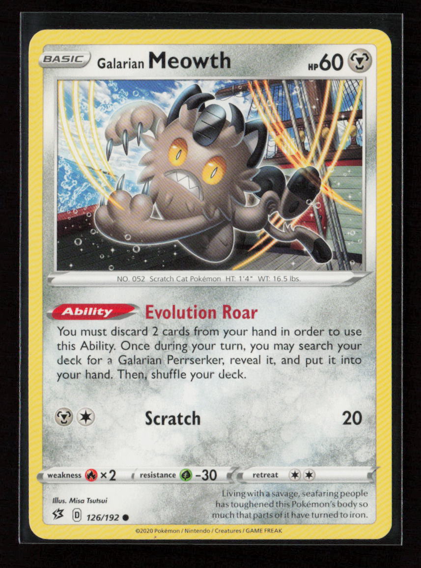 Galarian Meowth Common SWSH02: Rebel Clash 126/192 LP