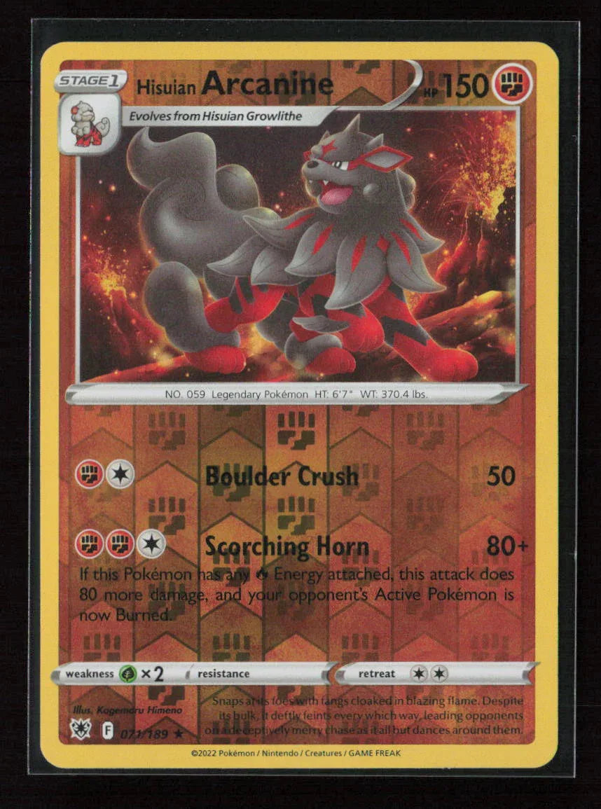 Hisuian Arcanine Rare SWSH10: Astral Radiance 071/189 NM - Kang's Collectibles