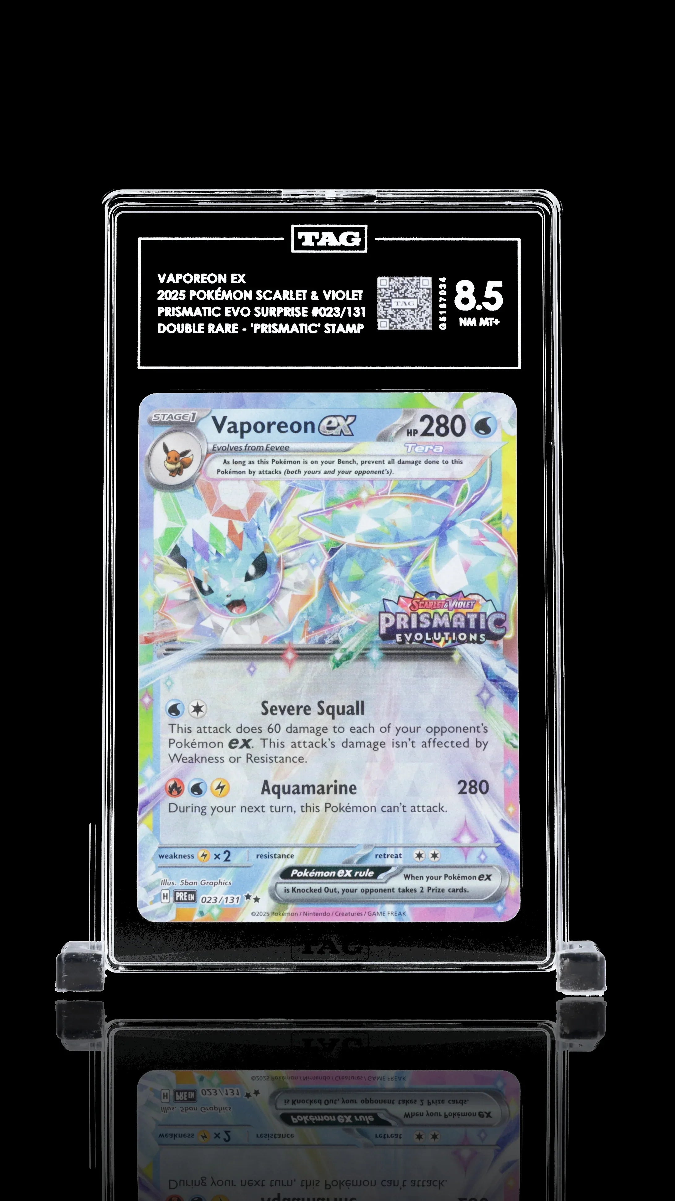TAG 8.5 - Vapreon ex. #023 Stamped - Kang's Collectibles