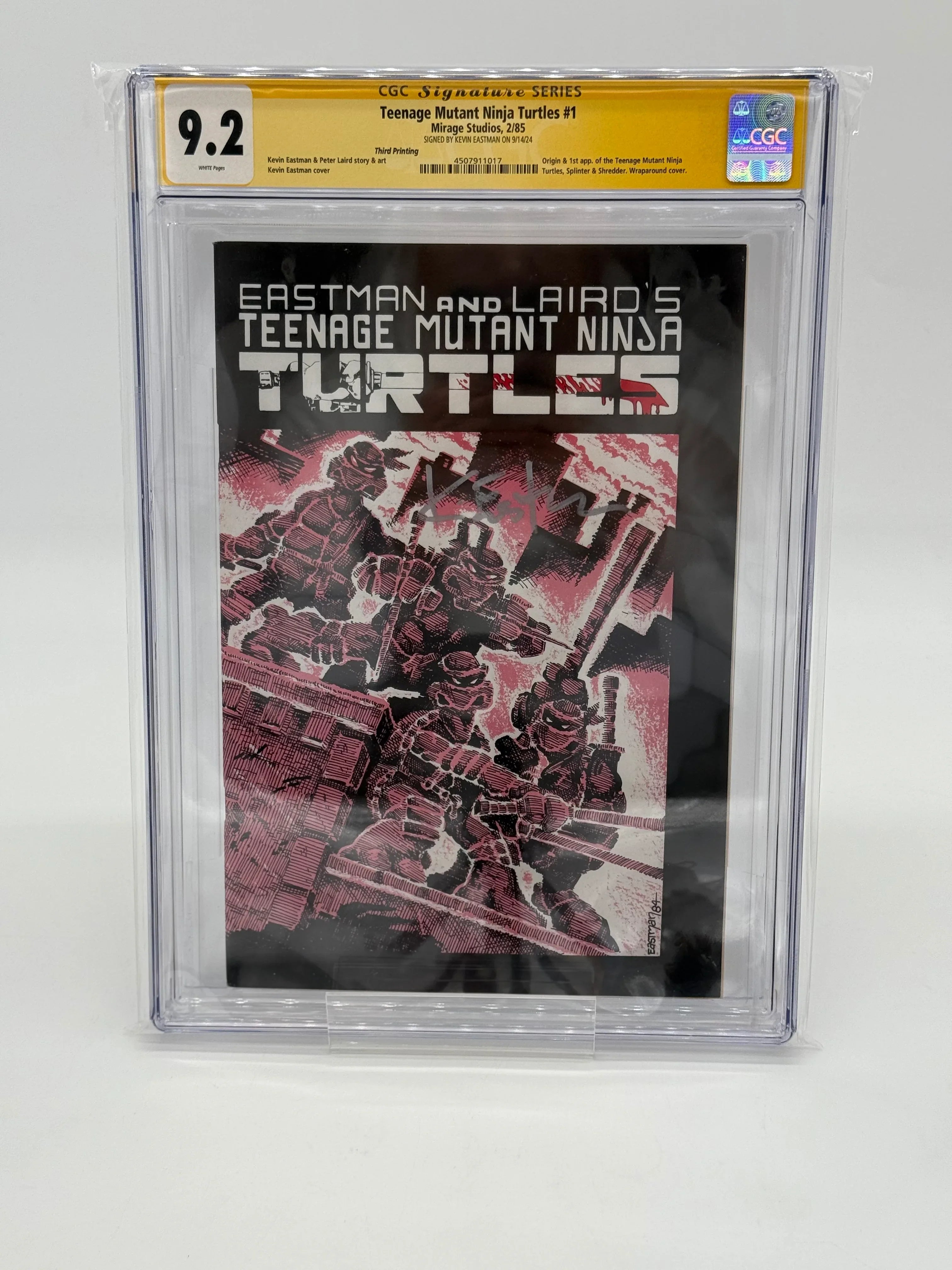 TMNT #1 CGC 9.2 - Signed by Kevin Eastman - 1984 Mirage First Print - Kang's Collectibles