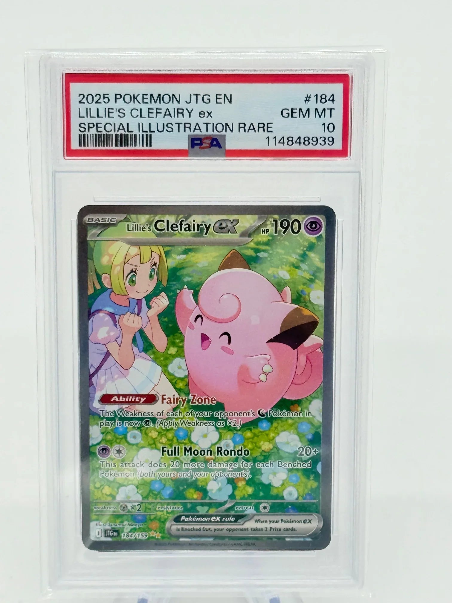 PSA 10 Lillie's Clefairy ex #184/182 - Prismatic Evolutions Special Illustration Rare - Kang's Collectibles