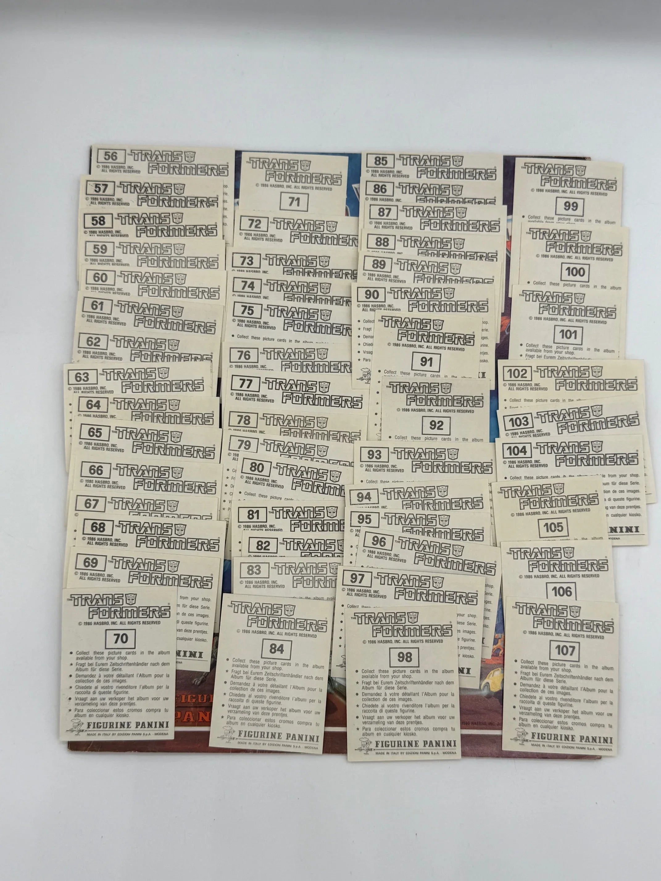 RARE 1986 Panini Transformers Sticker Album - 256 Un-Used Stickers - COMPLETE - Kang's Collectibles
