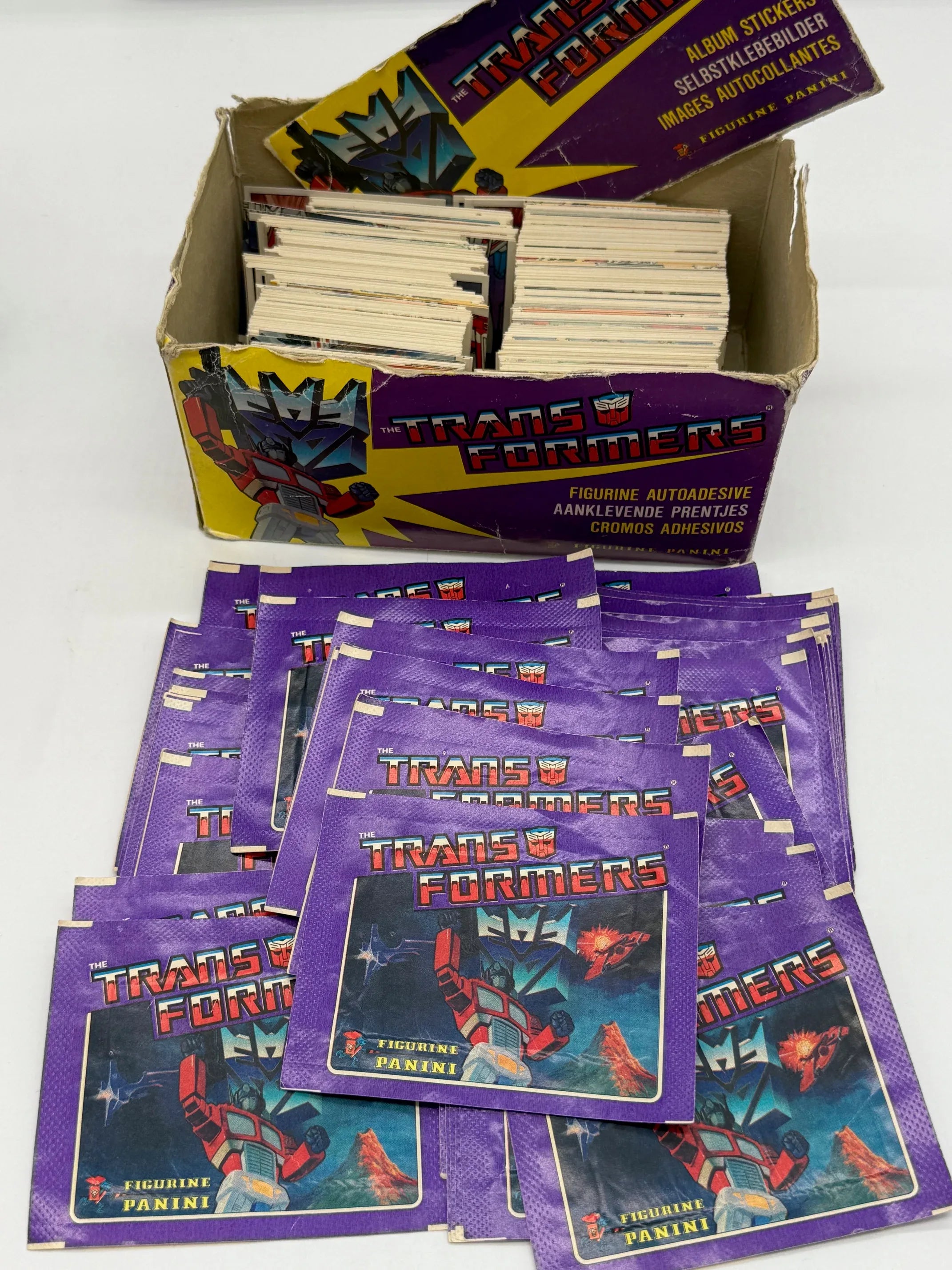 RARE 1986 Panini Transformers 500+ Un-Used Stickers & Display box - Kang's Collectibles