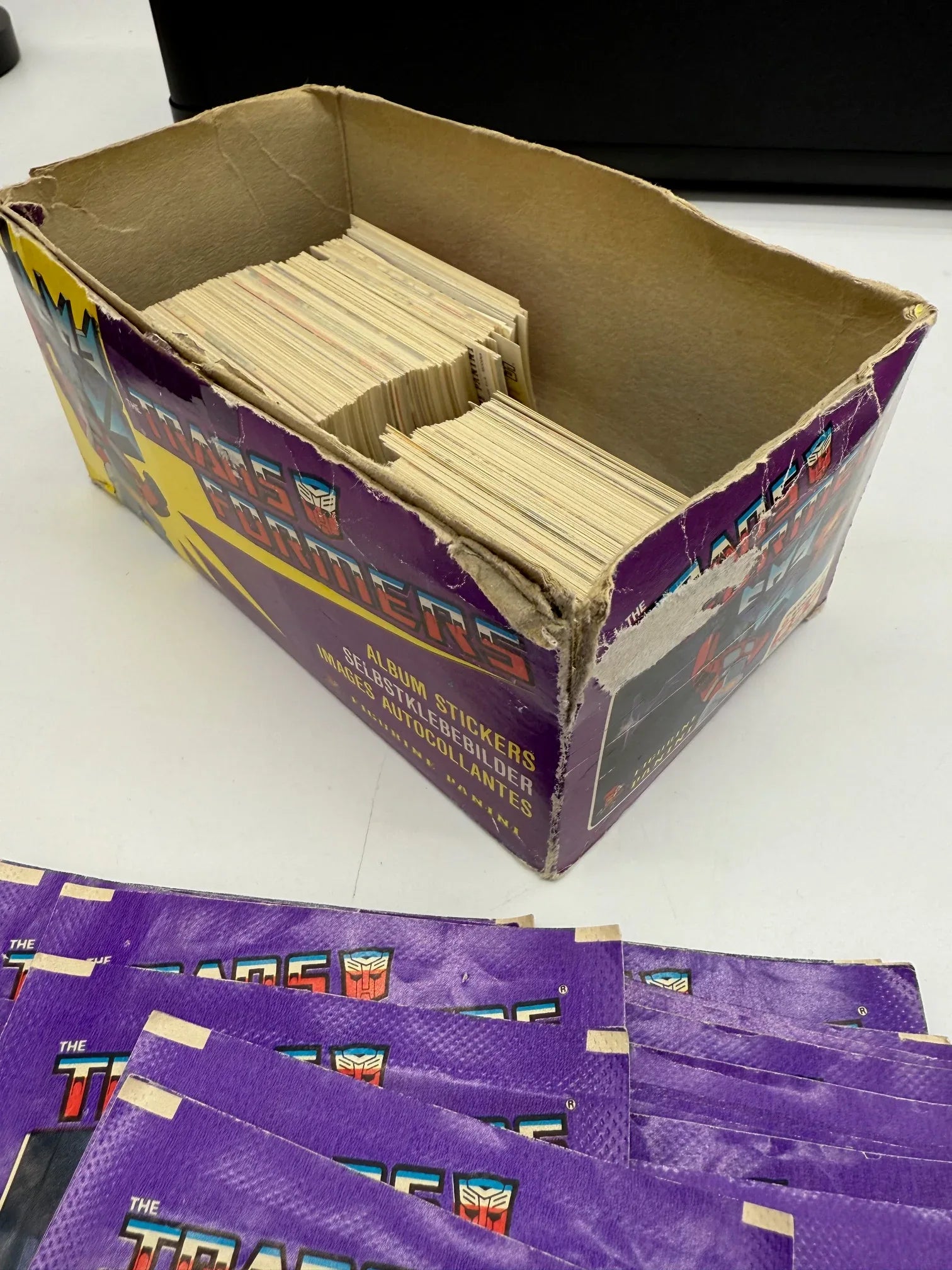 RARE 1986 Panini Transformers 500+ Un-Used Stickers & Display box - Kang's Collectibles