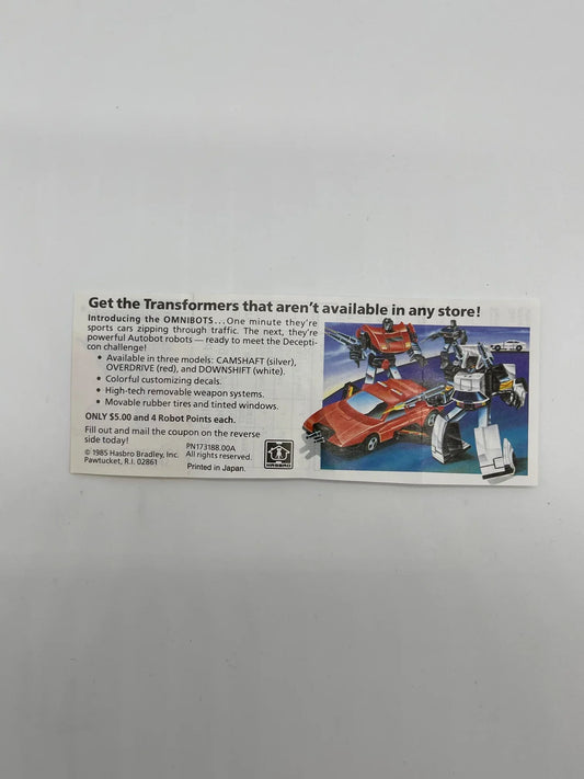 G1 Omnibot Mail Away Form - Kang's Collectibles