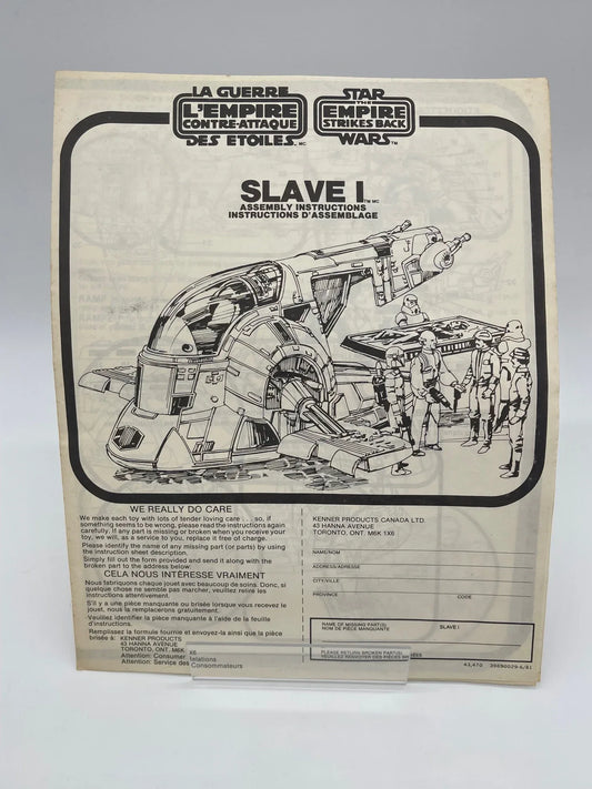 1980 Star Wars Slave 1 Instructions - Kang's Collectibles