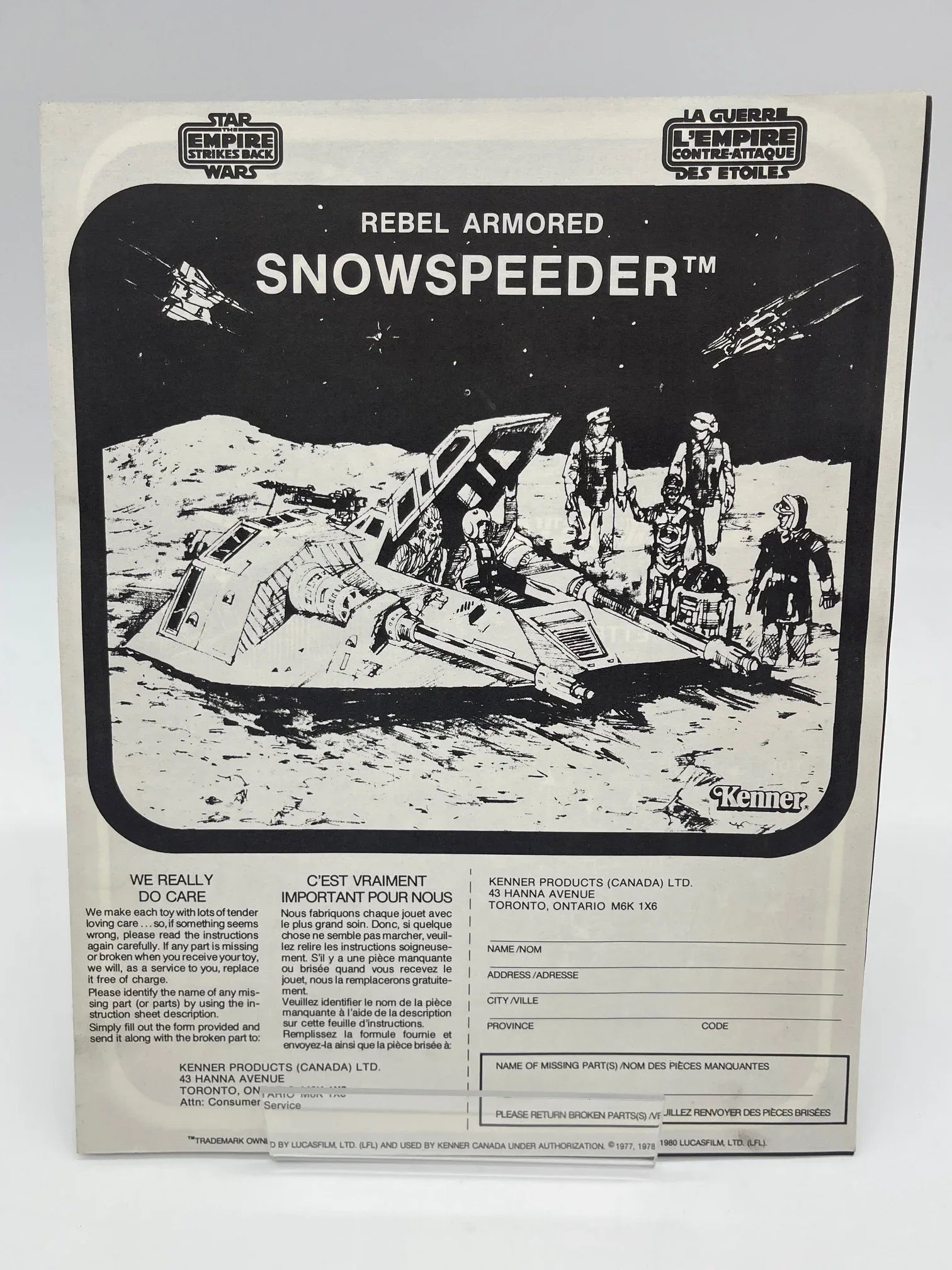 1980 Star Wars Snow Speeder Instructions - Kang's Collectibles