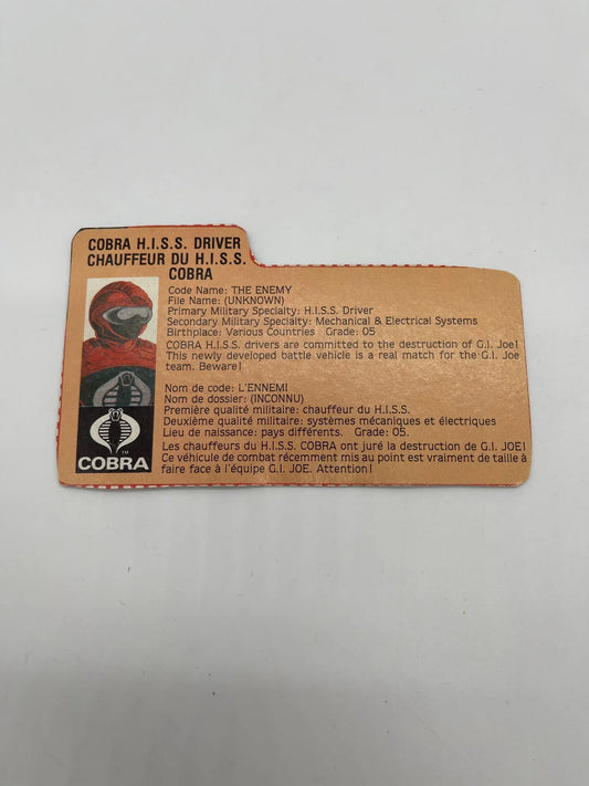 HISS Driver File Card - Kang's Collectibles