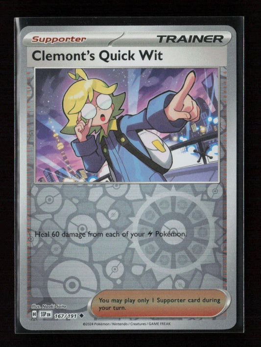 Clemont's Quick Wit - Uncommon SV08: Surging Sparks 167/191 NM - Kang's Collectibles