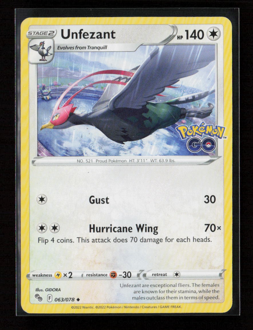 Unfezant Uncommon Pokemon GO 063/078 LP