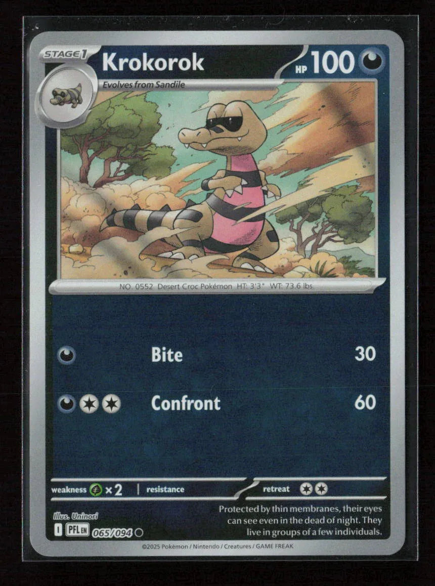 Krokorok Common ME02: Phantasmal Flames 065/094 NM - Kang's Collectibles