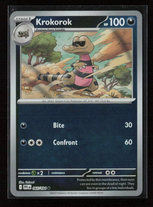 Krokorok Common ME02: Phantasmal Flames 065/094 NM - Kang's Collectibles