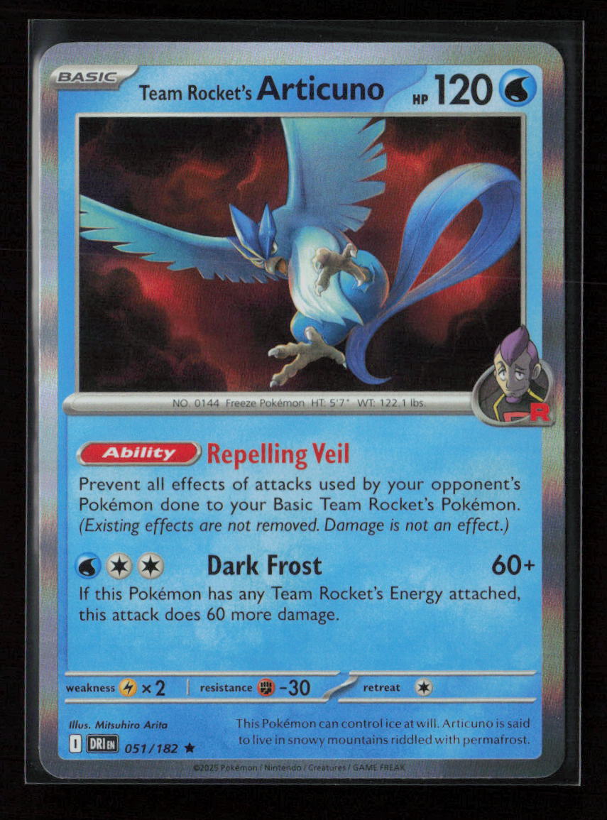 Team Rocket's Articuno Rare SV10: Destined Rivals 051/182 NM