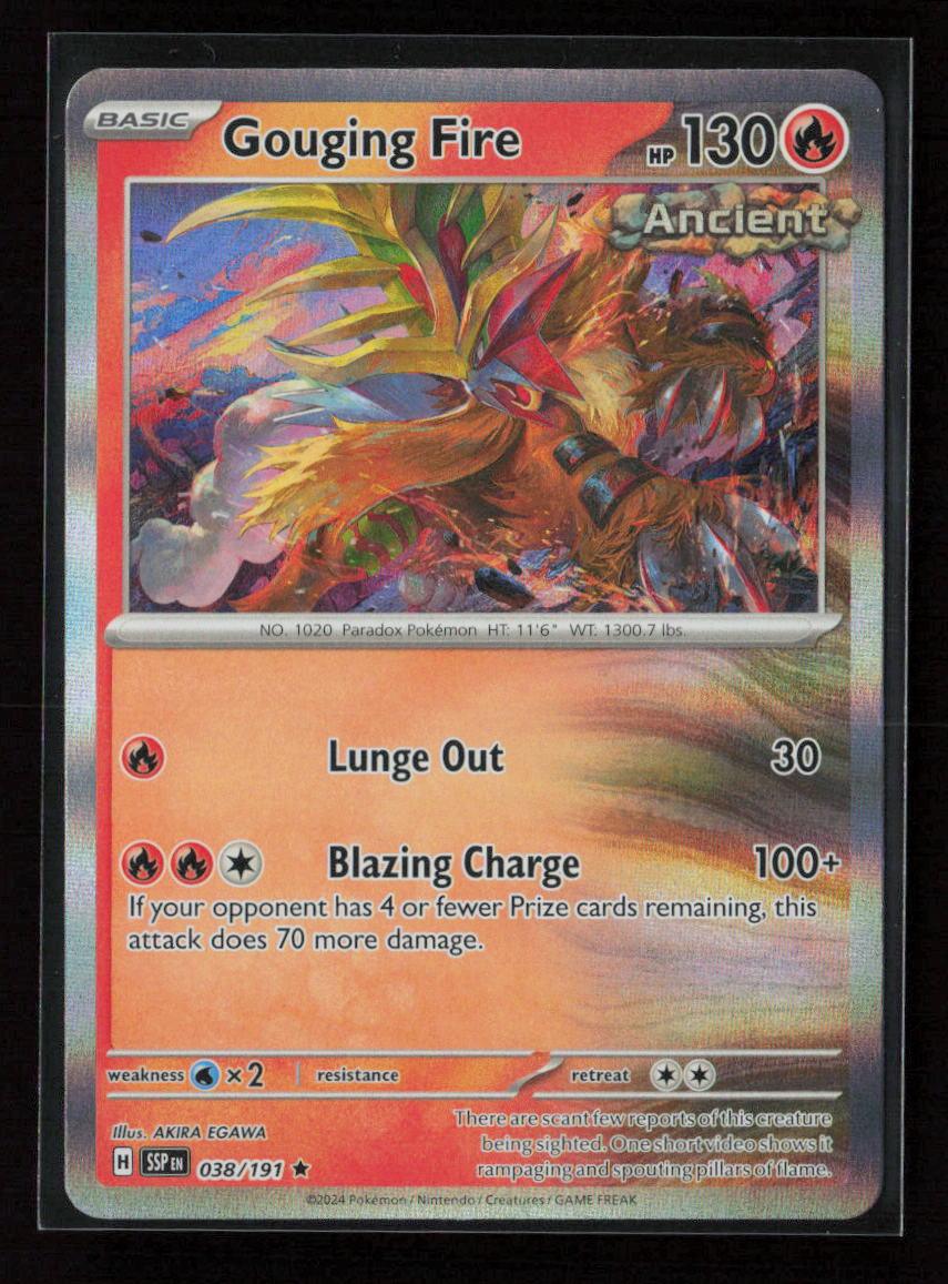 Gouging Fire Rare SV08: Surging Sparks 038/191 NM - Kang's Collectibles