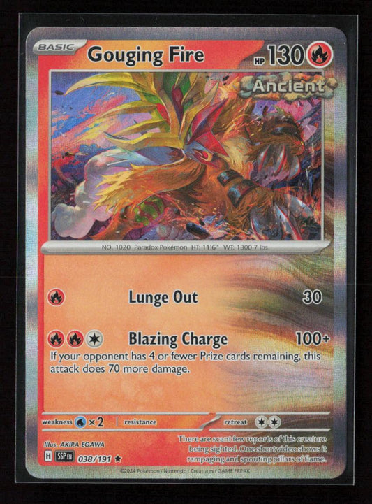 Gouging Fire Rare SV08: Surging Sparks 038/191 NM - Kang's Collectibles