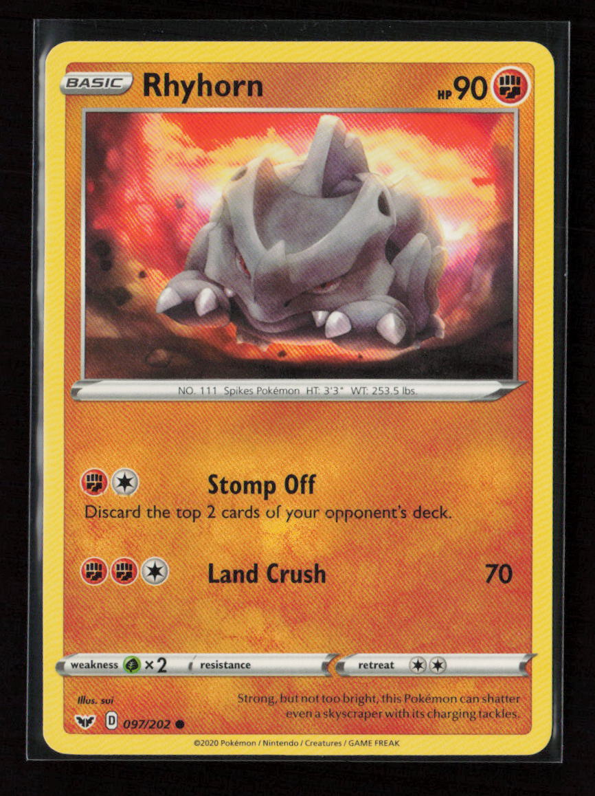 Rhyhorn (097) Common SWSH01: Sword & Shield Base Set 097/202 LP
