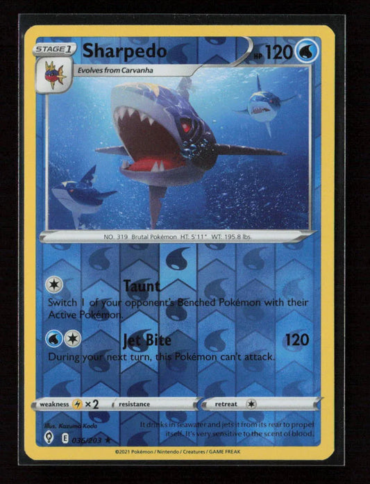 Sharpedo Rare SWSH07: Evolving Skies 036/203 NM - Kang's Collectibles