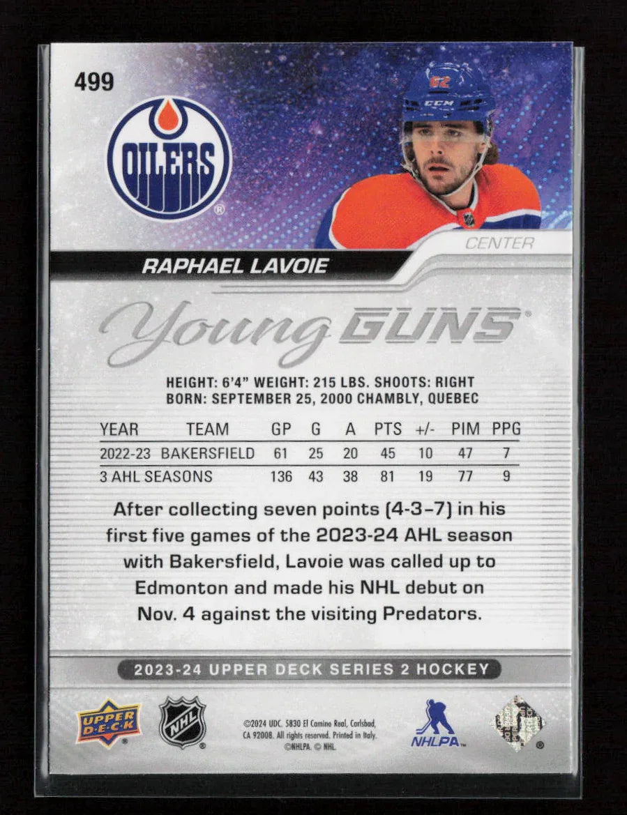 Raphael Lavoie 2023 Upper Deck Young Gun 499 NM - Kang's Collectibles