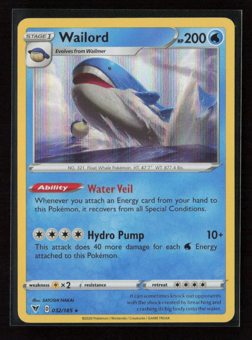 Wailord Holo Rare SWSH04: Vivid Voltage 032/185 NM - Kang's Collectibles