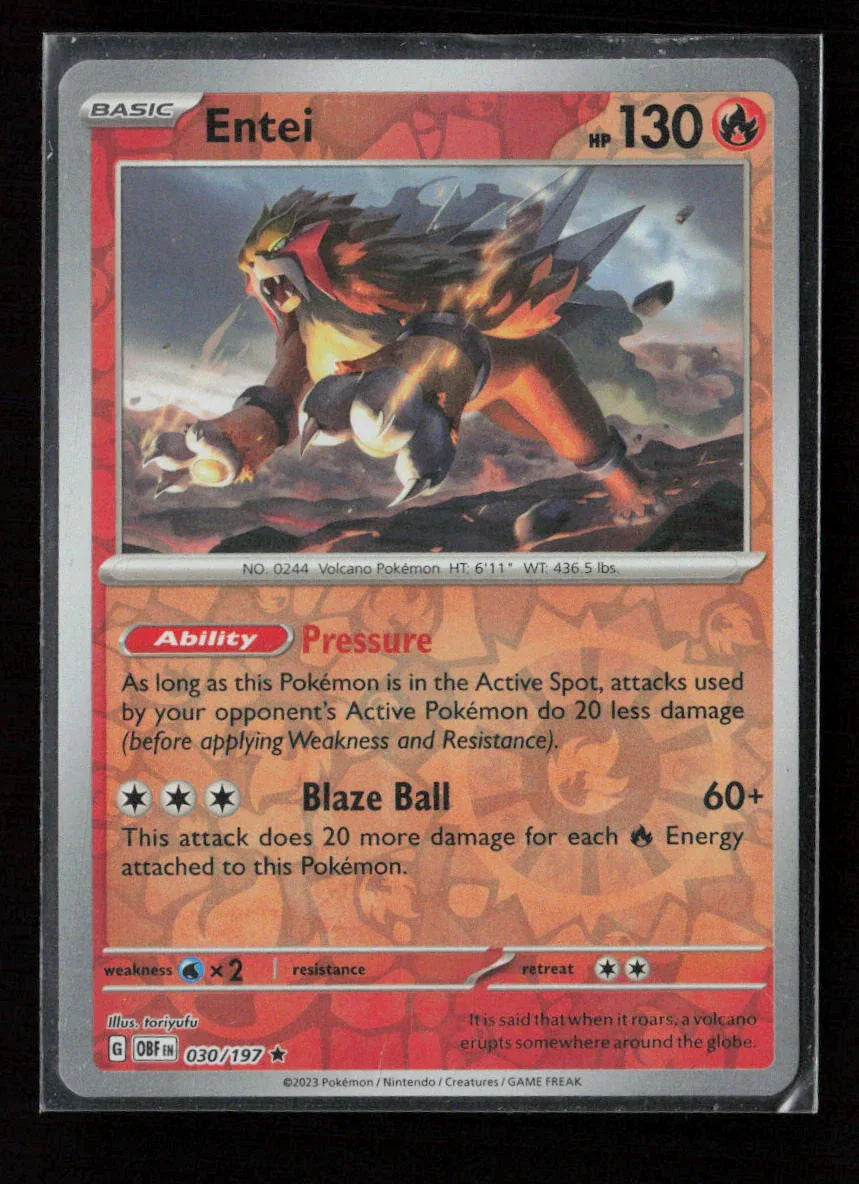 Entei Rare SV03: Obsidian Flames 030/197 NM - Kang's Collectibles