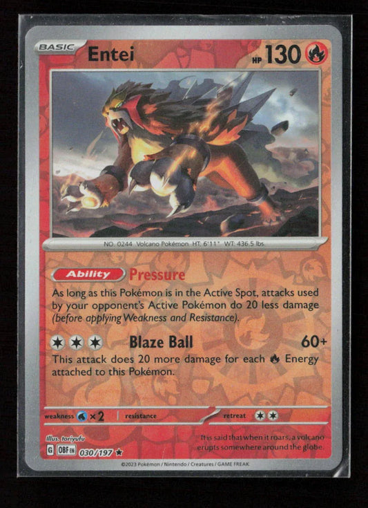 Entei Rare SV03: Obsidian Flames 030/197 NM - Kang's Collectibles