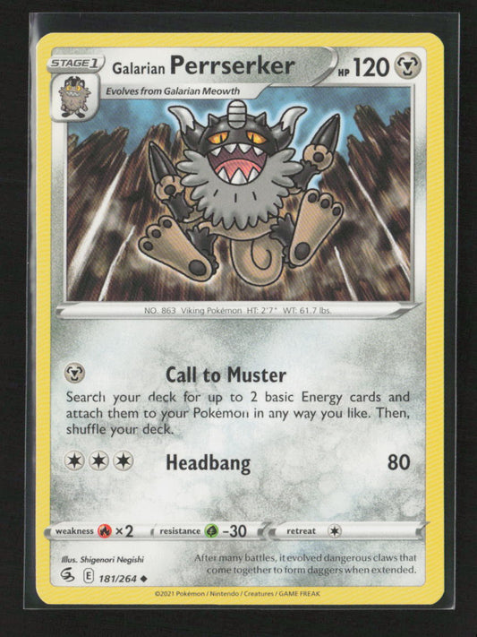 Galarian Perrserker Uncommon SWSH08: Fusion Strike 181/264 LP