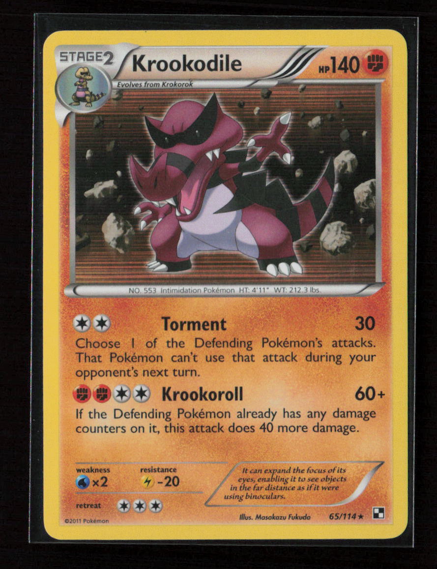 Krookodile Holo Rare Black and White 65/114 LP