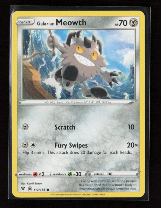 Galarian Meowth Common SWSH04: Vivid Voltage 112/185 LP